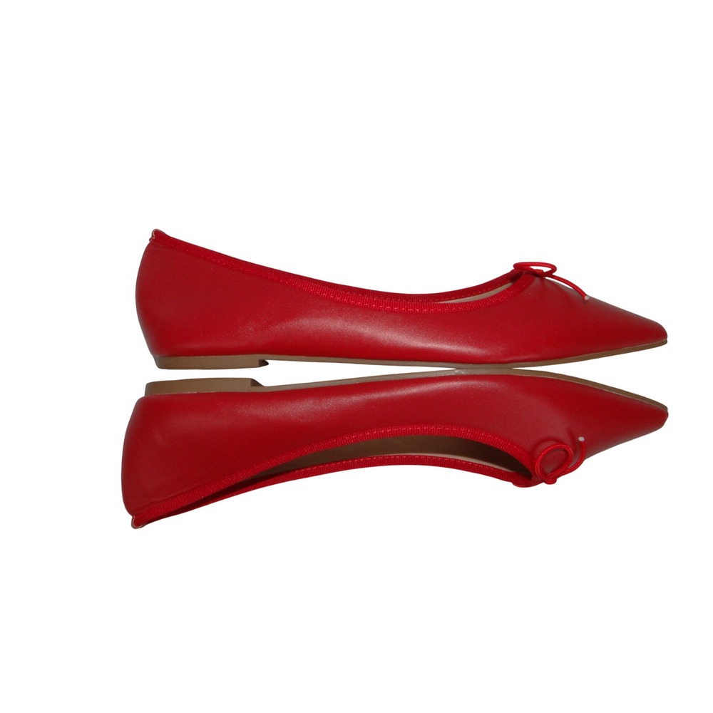 Journee Collection Red Faux Leather Pointed Toe Bow Ballet Flats Womens 11